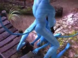 Avatar diva 肛交 性交 由 巨大 蓝色 成员